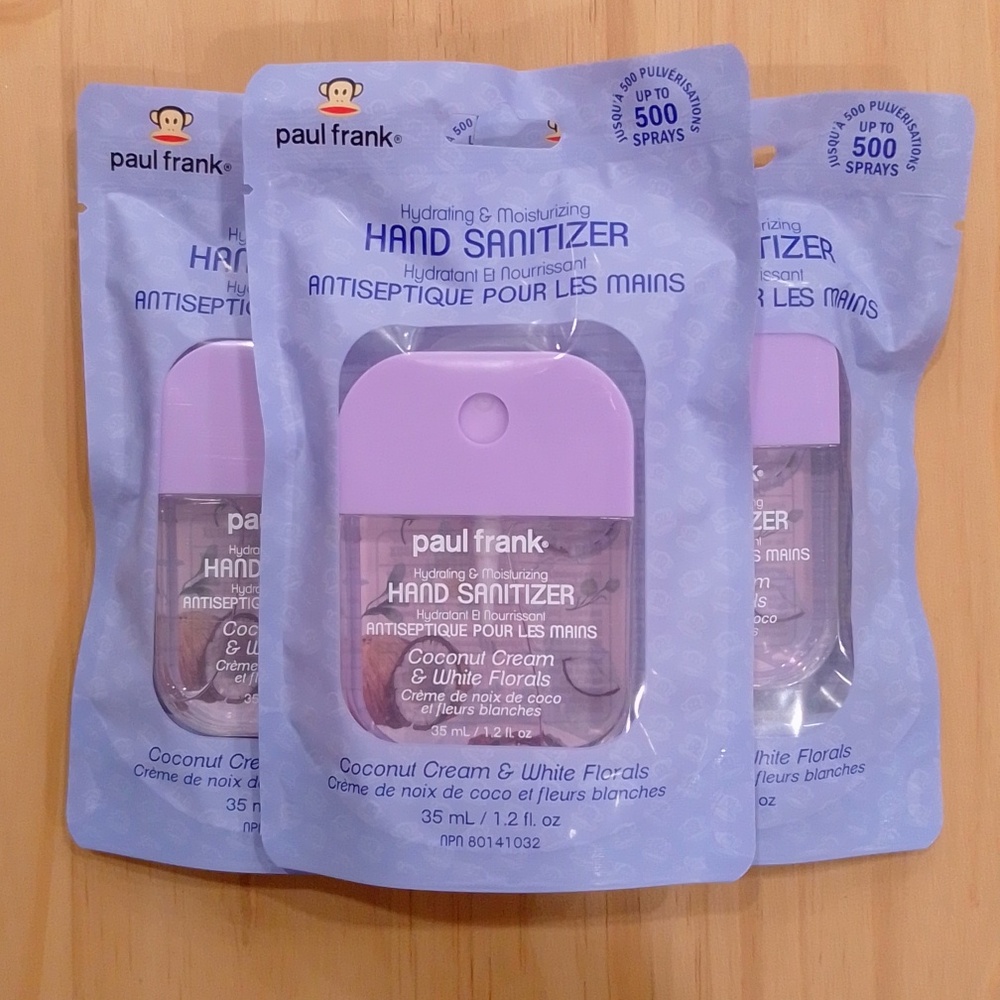 Paul Frank Hand Sanitizer Spray Set 3 Coconut Cream White Florals